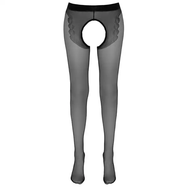 Cottelli Collection Legwear - Strumpfhose Tights Schwarz 4 - Czarne rajstopy z wyciętym krokiem 20 DEN, rozmiar: 4.
