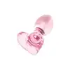 Nobü - Rose Heart Plug Pink. Szklana wtyczka analna o różowym kolorze z serduszkiem w podstawie, elegancki plug