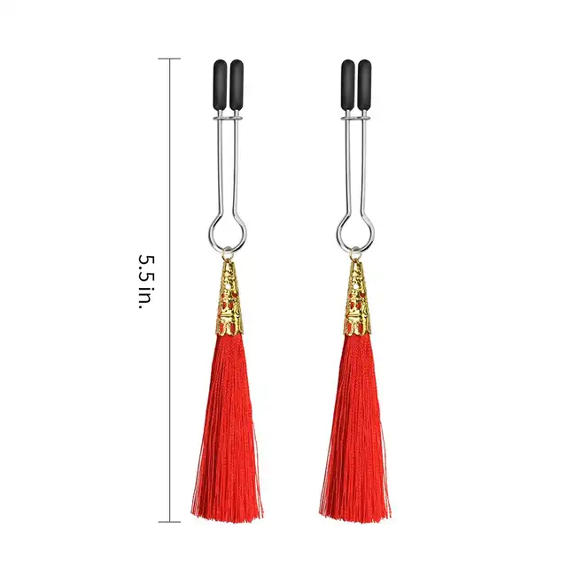 LoveToy - Glamour Tassel Nipple Clamp. Regulowane zaciski na sutki, intensywna przyjemność z delikatnym naciskiem