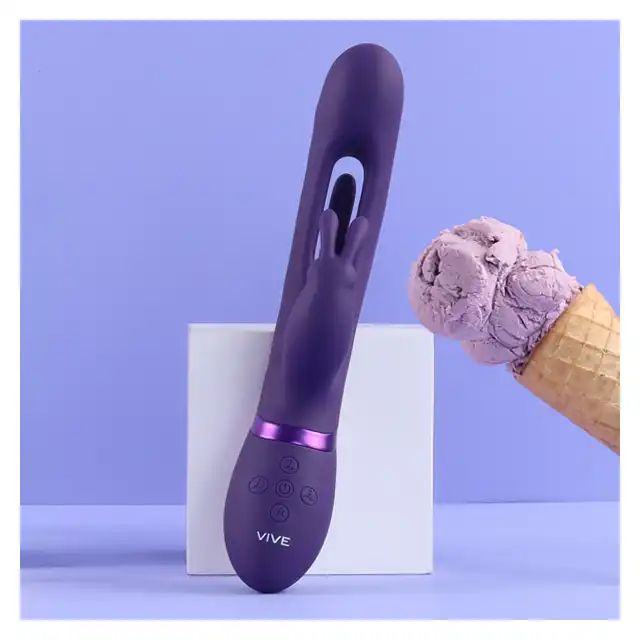 Vive - Mika Triple Motor Vibrating Rabbit with Innovative G-Spot Flapping Stimulator Purple. Wibrator z króliczkiem, niezwykła stymulacja dzięki trzepoczącemu językowi