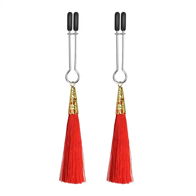 LoveToy - Glamour Tassel Nipple Clamp. Regulowane zaciski na sutki, intensywna przyjemność z delikatnym naciskiem