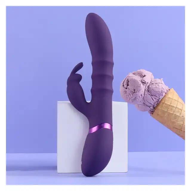 Vive - Sora Up &amp; Down Stimulating Rings, Vibrating G-Spot Rabbit Purple. Wibrator z 3 stymulującymi i poruszającymi się pierścieniami