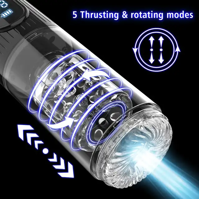 Erospace - Men's Play Automatic Thrusting Masturbator. Męski masturbator automatyczny z funkcją rotacji, ssania i cyberskóry – realistyczne doznania na nowym poziomie
