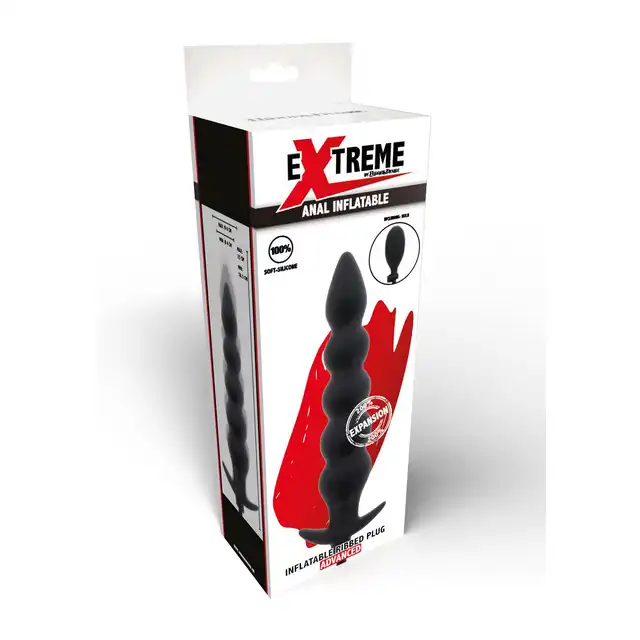 Hidden Desire - Inflatable Ribbed Plug Advance. Żebrowany długi plug analny o pompowanej konstrukcji 