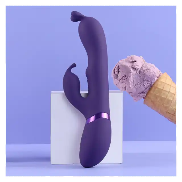 Vive - Gada Vibrating Bunny Ear G-Spot Rabbit with Pulse Wave Shaft Purple. Wibrator z króliczym uchem i wałkiem pulsacyjnym do stymulacji punktu G