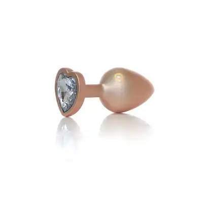 B-Series - Pearl Gold Heart Plug Clear M. Plug analny w rozmiarze M, wykonany z gładkiej stali nierdzewnej, połączenie elegancji, bezpieczeństwa i zmysłowej stymulacji.