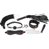 Erospace - Wild Play BDSM 7pcs Set.  Zestaw BDSM z kneblem, obrożą, smyczą, zaciskami na sutki, opaską na oczy i silikonowym korkiem analnym dla prawdziwych miłośników kontrolowanej przyjemności