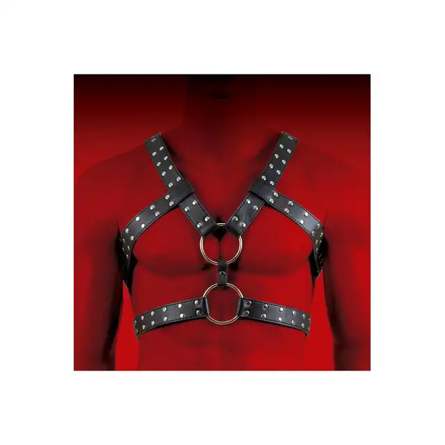 Virgite - Man Bondage Body Harness Mod. 6 Black. Elegancki harness, który zapewnia pełną kontrolę i niezrównaną intensyfikację doznań.