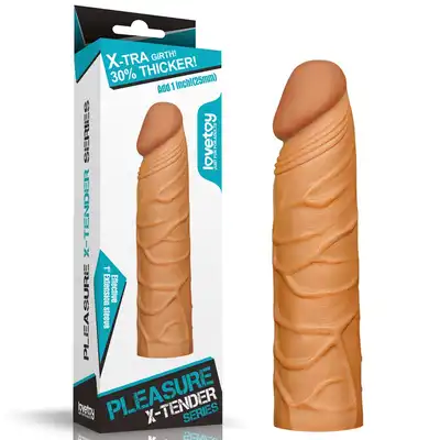 LoveToy - 1 Pleasure X-tender. Realistyczne przedłużenie penisa z reagującym na temperaturę materiałem