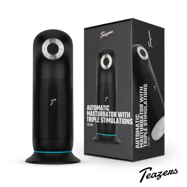 Teazers - Automatic Masturbator with Triple Stimulation. Luksusowy masturbator męski z funkcjami wibracji, pchania i podgrzewania