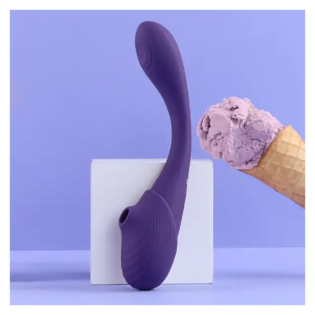 Vive - Mirai Double Ended Pulse Wave &amp; Air Wave Bendable Vibrator Purple. Rewolucyjny wibrator z podwójną końcówką, innowacyjna funkcja fal pulsacyjnych i fal powietrznych
