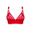 Obessive - Belovya Bra XS/S. Romantyczny biustonosz typu longline w soczystej czerwieni, stworzony dla kobiet, które pragną podkreślić swój seksapil i zmysłowość