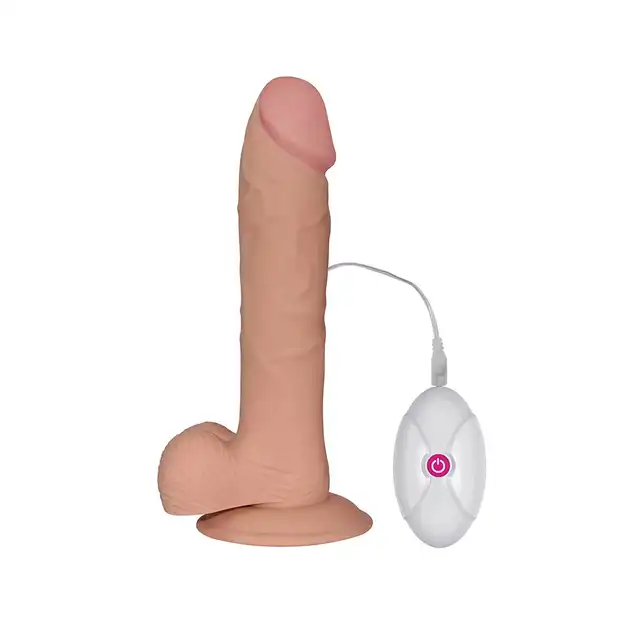 Lovetoy - The Ultra Soft Dude 9.0 Inch. Luksusowe dildo z wibracjami i przyssawką, design o realistycznej, ultra miękkiej strukturze