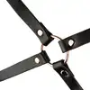 Rosy Gold - Body Harness Black. Stylowa uprząż z metalowym pierścieniem dla poczucia pewności siebie, seksowne pokreślenie biustu