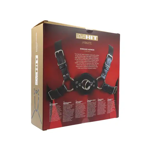 Virgite - Man Bondage Body Harness Mod. 4 Black. Harness z ekologicznej skóry, który łączy w sobie zarówno estetykę, jak i intensywność doznań!