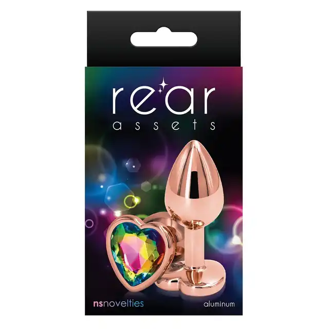 NS Novelties - Rear Assets Rose Gold Heart S Rainbow. Elegancki i lekki korek analny w rozmiarze S