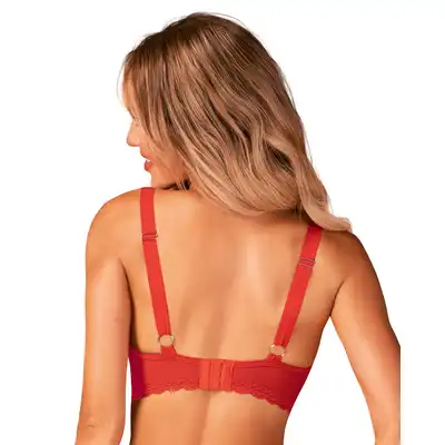 Obessive - Belovya Bra XS/S. Romantyczny biustonosz typu longline w soczystej czerwieni, stworzony dla kobiet, które pragną podkreślić swój seksapil i zmysłowość