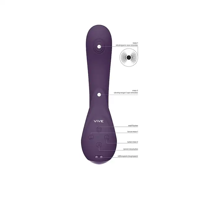 Vive - Miki Pulse Wave &amp; Flickering G-Spot Vibrator Purple. Innowacyjny i potężny wibrator z trzema niezależnie sterowanymi silnikami nowej generacji