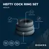 Boners - Large Cock Ring Set. Zestaw trzech silikonowych pierścieni erekcyjnych, dłuższa i mocniejsza erekcja