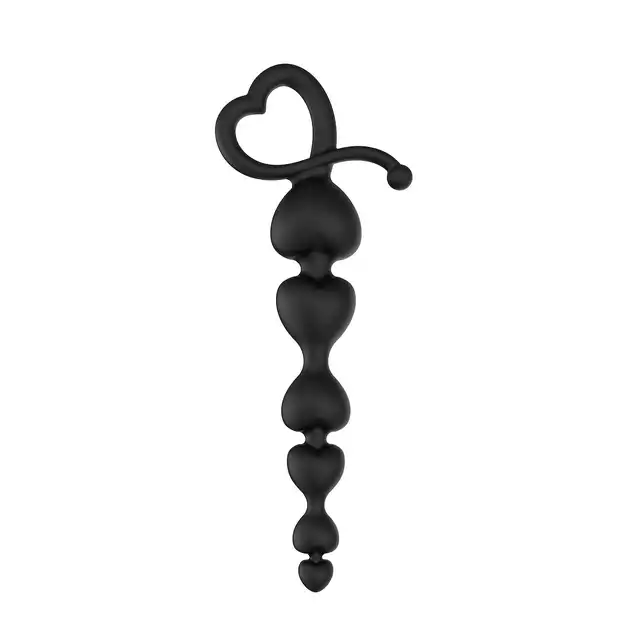 Erospace - Wild Play Anal Beads. Silikonowe koraliki analne w kształcie serduszek, stopniowana przyjemność z każdą chwilą