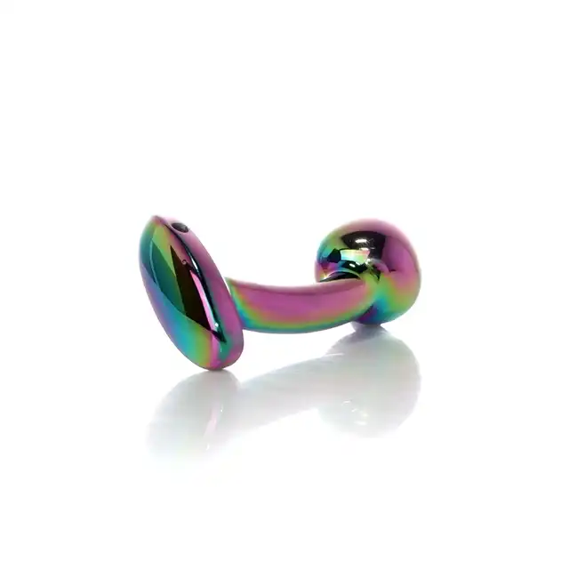 Bseries - Jewellery Multicolour Curved Plug S. Ekskluzywny, anatomicznie wyprofilowany korek analny z metalu, wzbogacony o elegancki design i możliwość personalizacji doznań