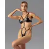 Obsessive - Controle Body Otwarte S/M/L. Skórzane body z otwartym krokiem i metalowymi detalami dla odważnych kobiet