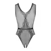 Obsessive - Body B115 S/M/L. Seksowne body z otwartym krokiem, połyskującą kokardką i wzorem podkreślającym kobiece kształty