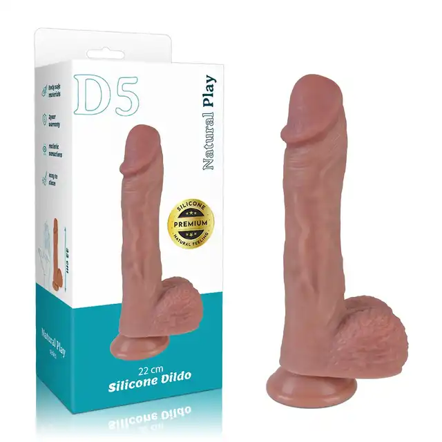 Erospace - Natural Play D5. Realistyczne dildo 21 cm z wysokiej jakości silikonu – intensywna przyjemność i komfort. 