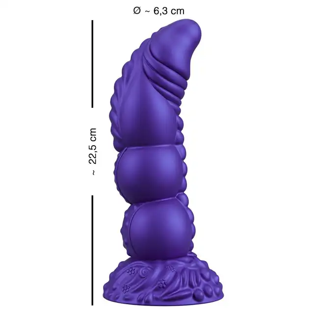 Beasty Cocks - Demon of Desire.  Dildo w stylu fantasy z przyssawką, metaliczny wygląd, elastyczny silikon i głęboka stymulacja