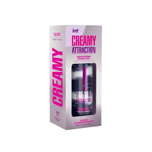 Intt - Creamy Attraction Black Berry. Jadalny kremowo-żelowy afrodyzjak o smaku jeżyny do pocałunków i masażu.