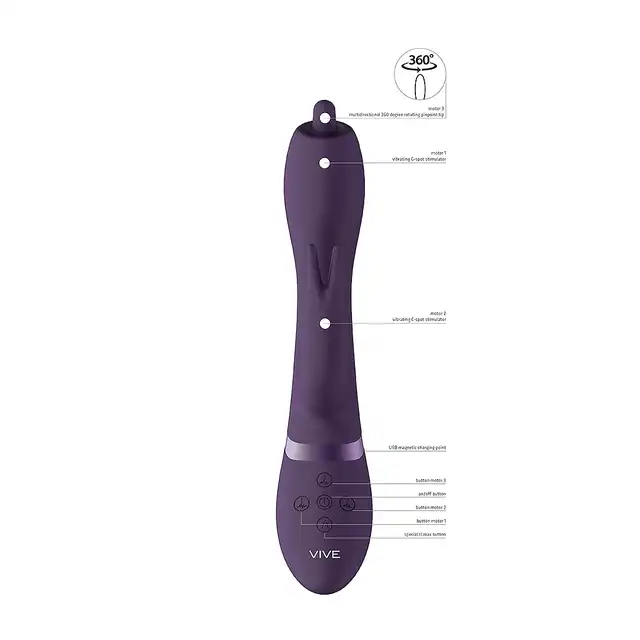 Vive - Nilo Pinpoint Rotating G-spot Rabbit Purple. Zaawansowany wibrator punktu G z funkcją obrotu 360 stopni i wibracji 