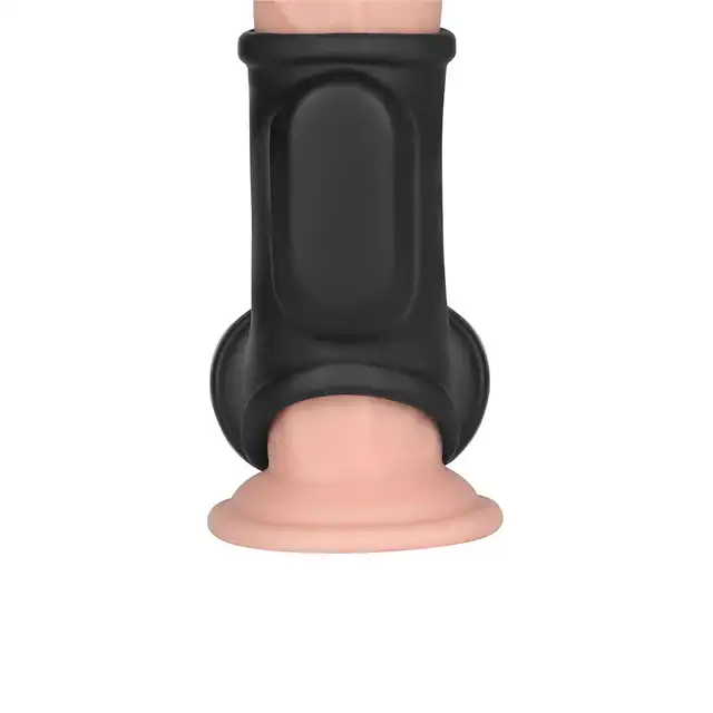 LoveToy - Silk Knights Ring Vibrating Penis And Scrotum Sleeve. Rękaw na penisa i mosznę z funkcją wibracji, zwiększ przyjemność i wytrzymałość