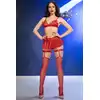 Chilirose - CR4716 Red Eco Leather Set M. Zmysłowy czerwony zestaw z eko-skóry, mini spódniczka, sexy biustonosz i dodatki