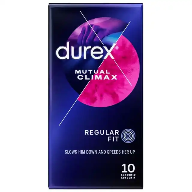 Durex - Mutual Climax 10. Stymulujące prezerwatywy o opóźniającym i zwiększającym doznania efekcie, stwórzcie wspólny finał pełen przyjemności