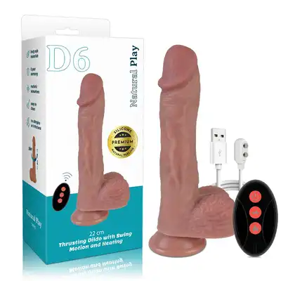 Erospace - Natural Play D6. Silikonowe dildo 22 cm z funkcją podgrzewania i wibracji 