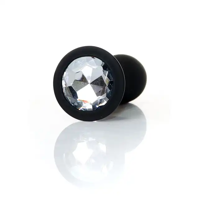 B-Series - Silicone Plug Clear L. Ekskluzywny plug analny z silikonowym wykończeniem i eleganckim diamencikiem w rozmiarze L