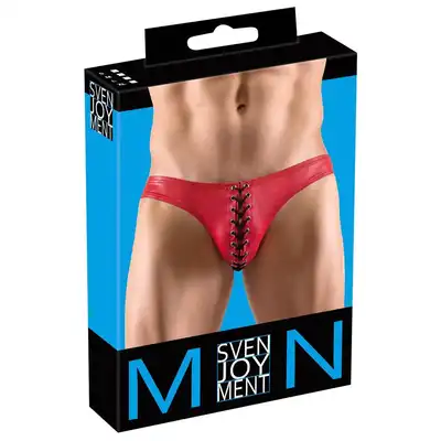 Svenjoyment -  CN M. Briefs M. Czerwone, błyszczące slipy z ozdobnym sznurowaniem dla zmysłowego wyglądu.