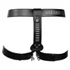 OUCH! - Leather Female Chastity Belt with Leg Restraint. Pas cnoty dający pełną kontrolę. 