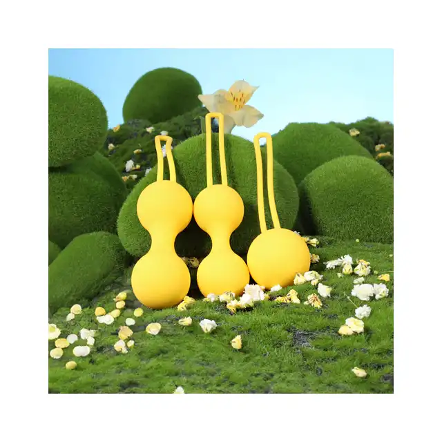 Loveline - Kegel Ball Exercise Set Lemonade Yellow. Zestaw 3 kulek gejszy do treningu mięśni kegla