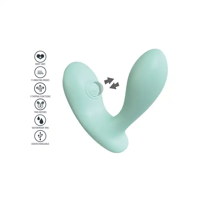 Xocoon - DuoVibe II Tapping Vibrator. Wibrator podwójny łączący subtelne stukania i potężne wibracje, które skutecznie stymulują punkt G i łechtaczkę