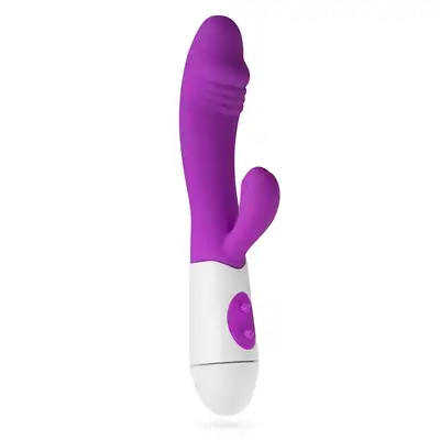 Teazers - Realistic Rabbit Vibrator Purple. Podwójny wibrator z stymulującymi żłobieniami, idealna stymulacja