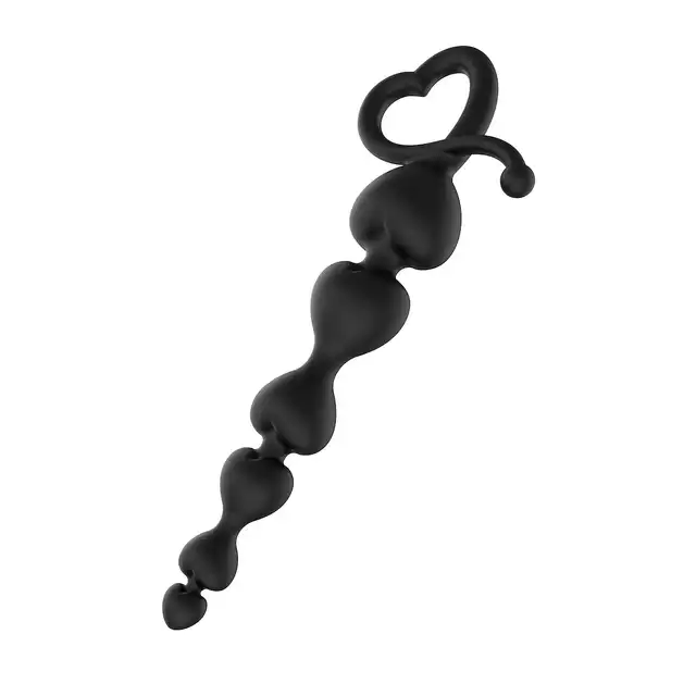 Erospace - Wild Play Anal Beads. Silikonowe koraliki analne w kształcie serduszek, stopniowana przyjemność z każdą chwilą