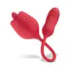 Teazers - Rose Vibrator with Thrusting Dildo. Zabawka, która łączy w sobie trzy rodzaje stymulacji: wibracje, pchnięcia oraz lizanie językiem, pełne spektrum przyjemności