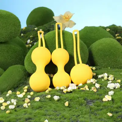 Loveline - Kegel Ball Exercise Set Lemonade Yellow. Zestaw 3 kulek gejszy do treningu mięśni kegla