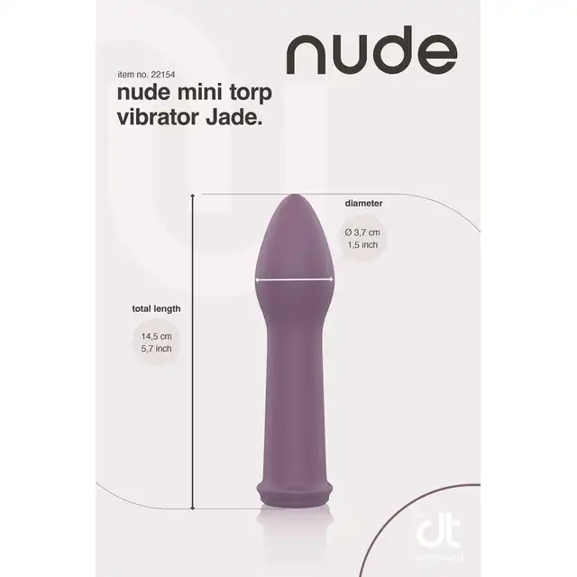 Nude - Jade Mini Torp Vibrator. Mini wibrator o klasycznym kształcie z powiększoną główką, idealny w podróży