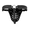 Ouch! - Leather Chastity Jock. Skórzane połączenie klatki na penisa i psa cnoty.