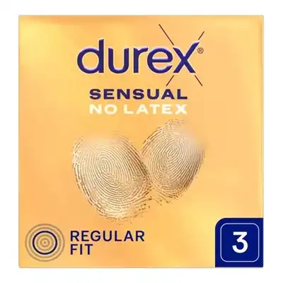 Durex - Sensual No Latex 3 szt. Nie lateksowe prezerwatywy idealne dla alergików zapewniające intensywne doznania