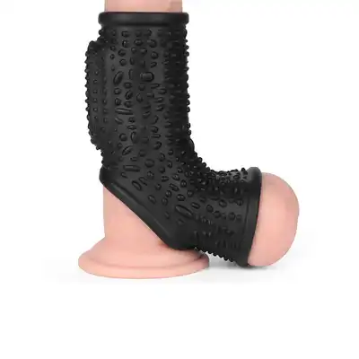 LoveToy - Drip Knights Ring Vibrating Penis And Scrotum Sleeve. Stymulujący i wibrujący rękaw na penisa i mosznę, zwiększa wytrzymałość i przyjemność
