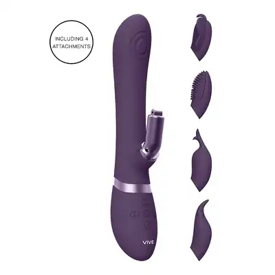 Vive - Etsu Pulse Wave G-Spot Rabbit &amp; Clitoral Stimulator Purple. Podwójny wibrator z 4 wymiennym silikonowymi końcówkami i3 sterowanymi silnikami