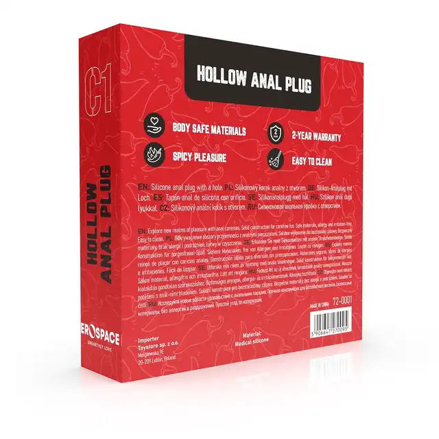 Erospace - Wild Play Hollow Anal Plug. Silikonowy korek analny z tunelem, wielofunkcyjna przyjemność i stymulacja
